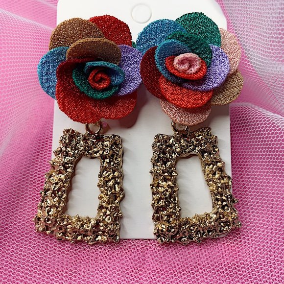 Rainbow Floral Earrings - Picture 1 of 1